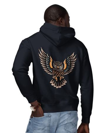 Owl Tattoo Design Adult Back Printed Hoodie For Men and Women 8Ball